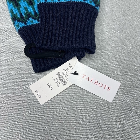Talbots Chamonix Fair Isle Winter Gloves Tech Friendly Blue Nwt - Picture 5 of 5